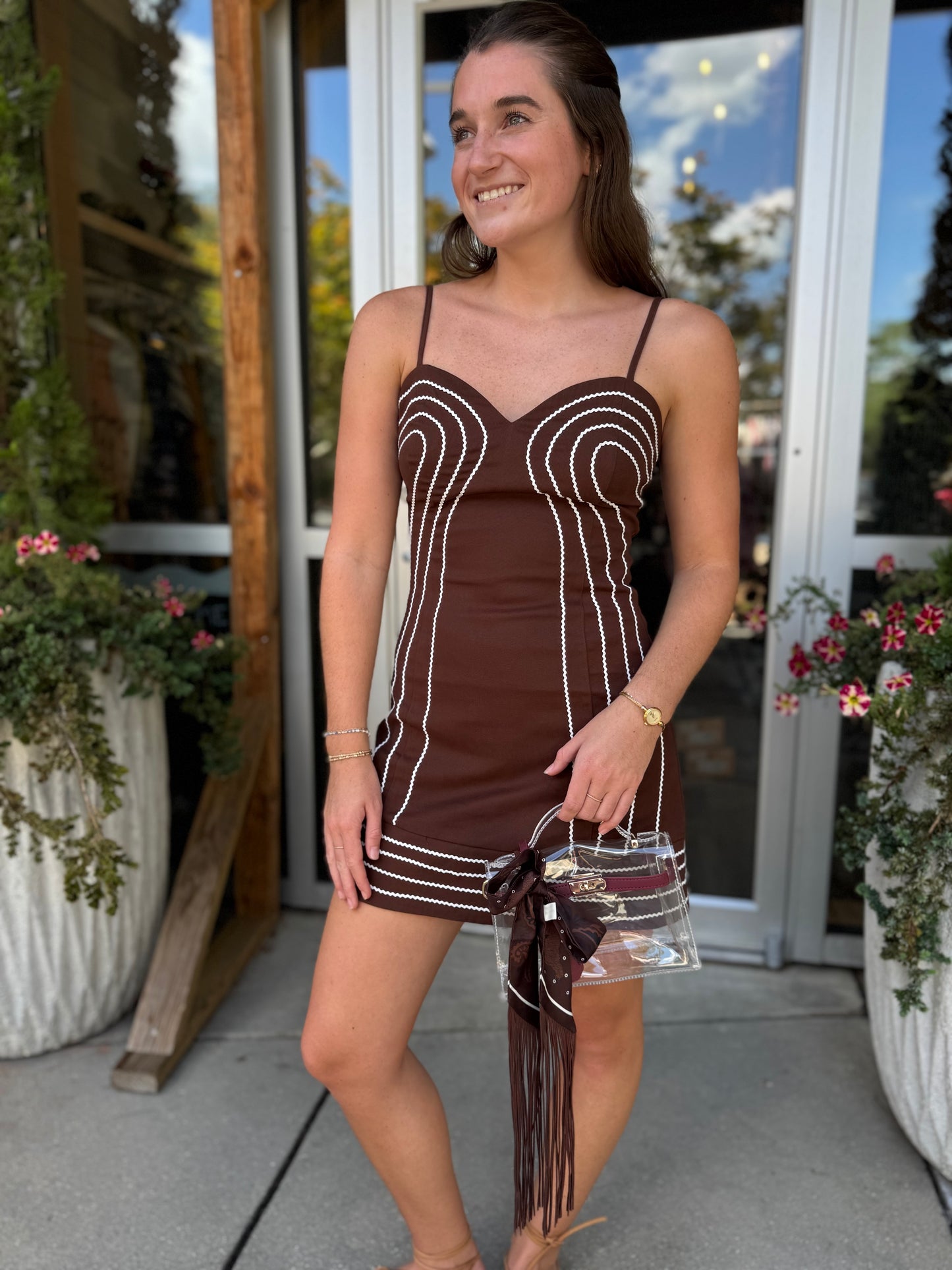Chocolate Trim Detail Dress