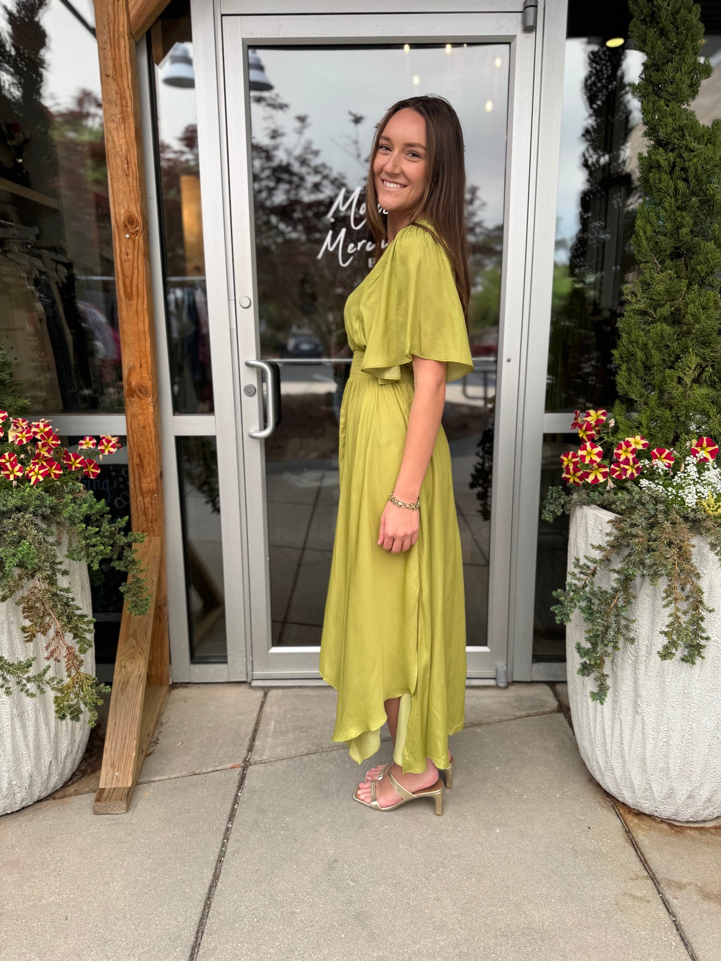 Lime Flutter Maxi Dress