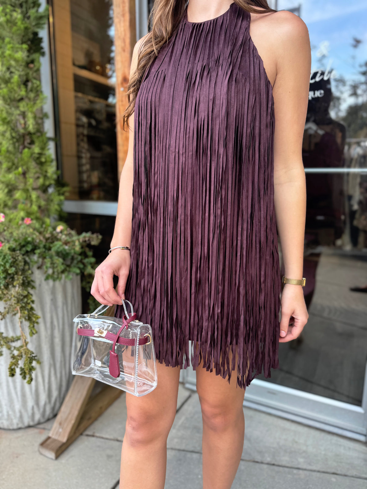 Wine Fringe Dress