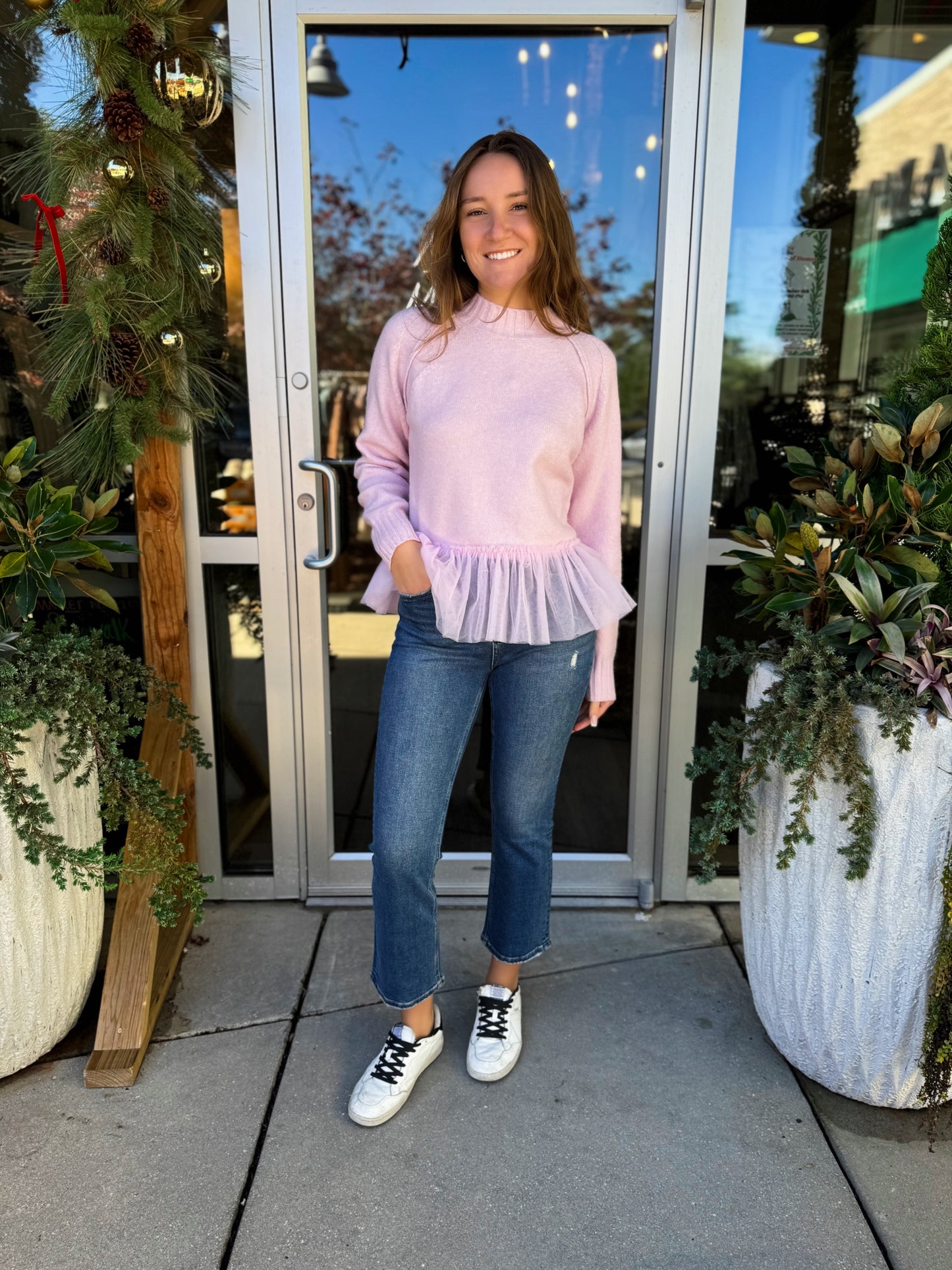 Tulle Peplum Sweater