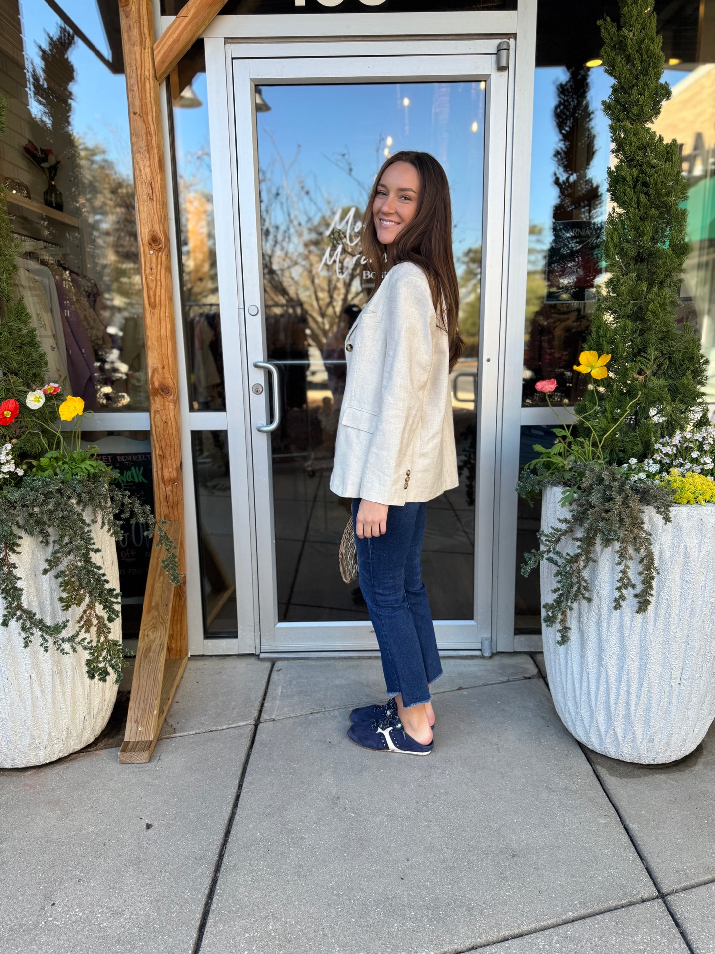 Linen Button Blazer