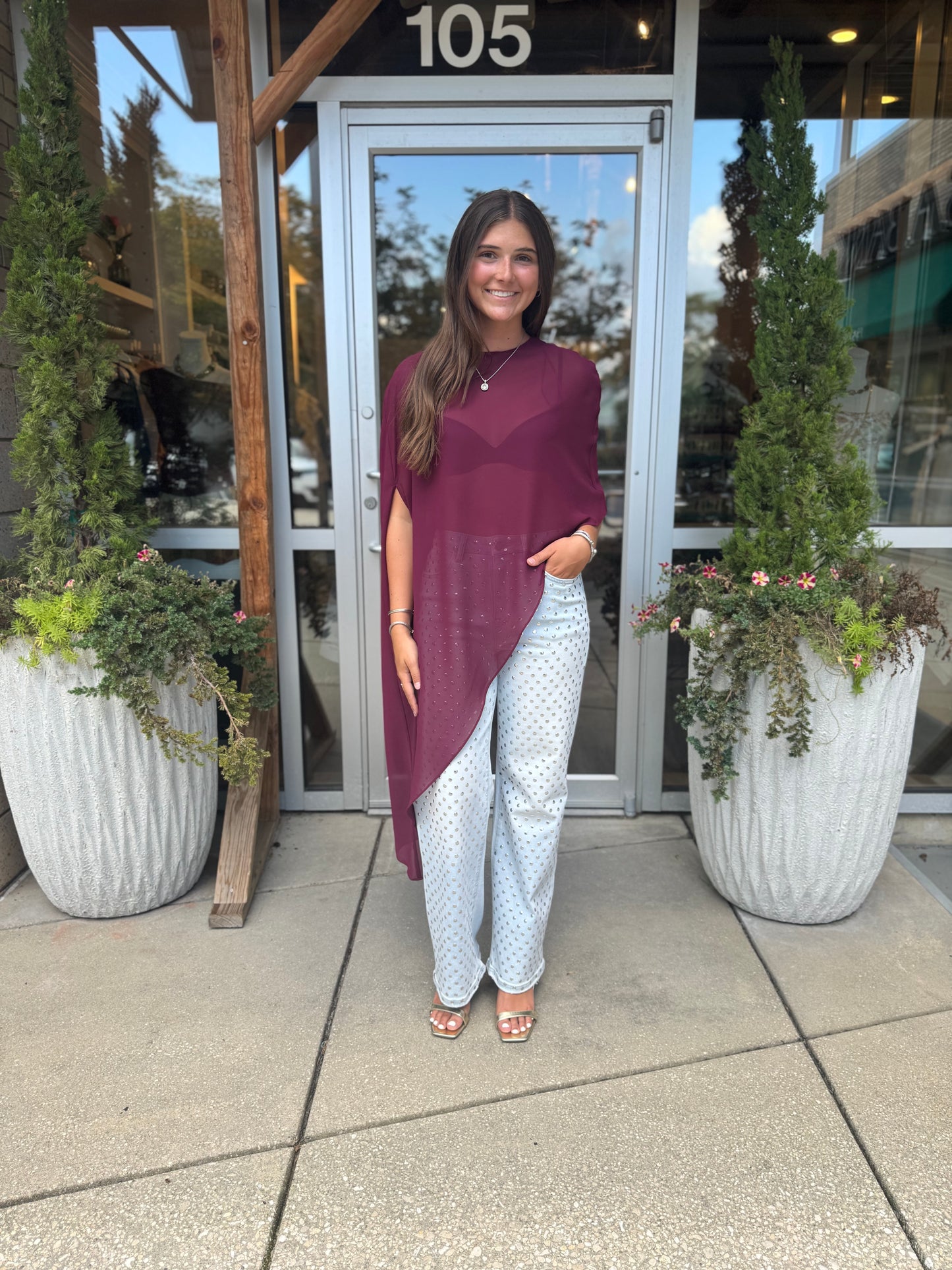 Asymmetrical Sheer Blouse