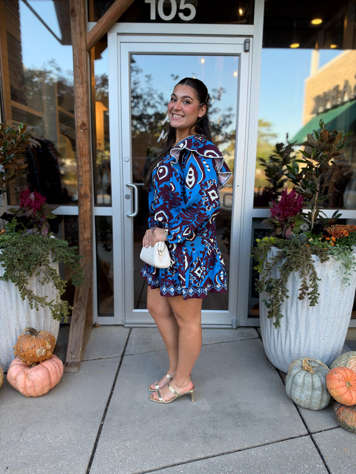 Winter Ocean blouse and matching skirt, alternate view