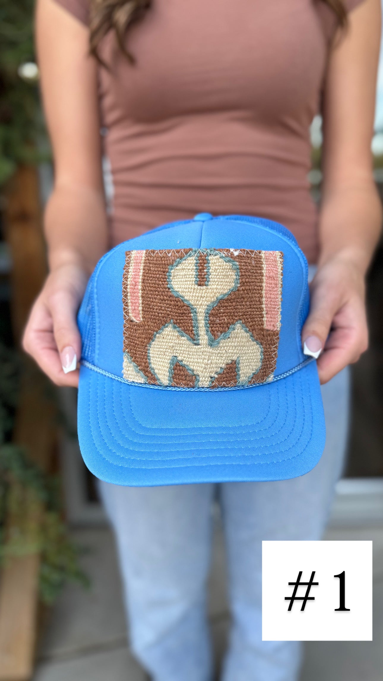 Powder Blue Orijinal Kilim Patch Trucker Hat