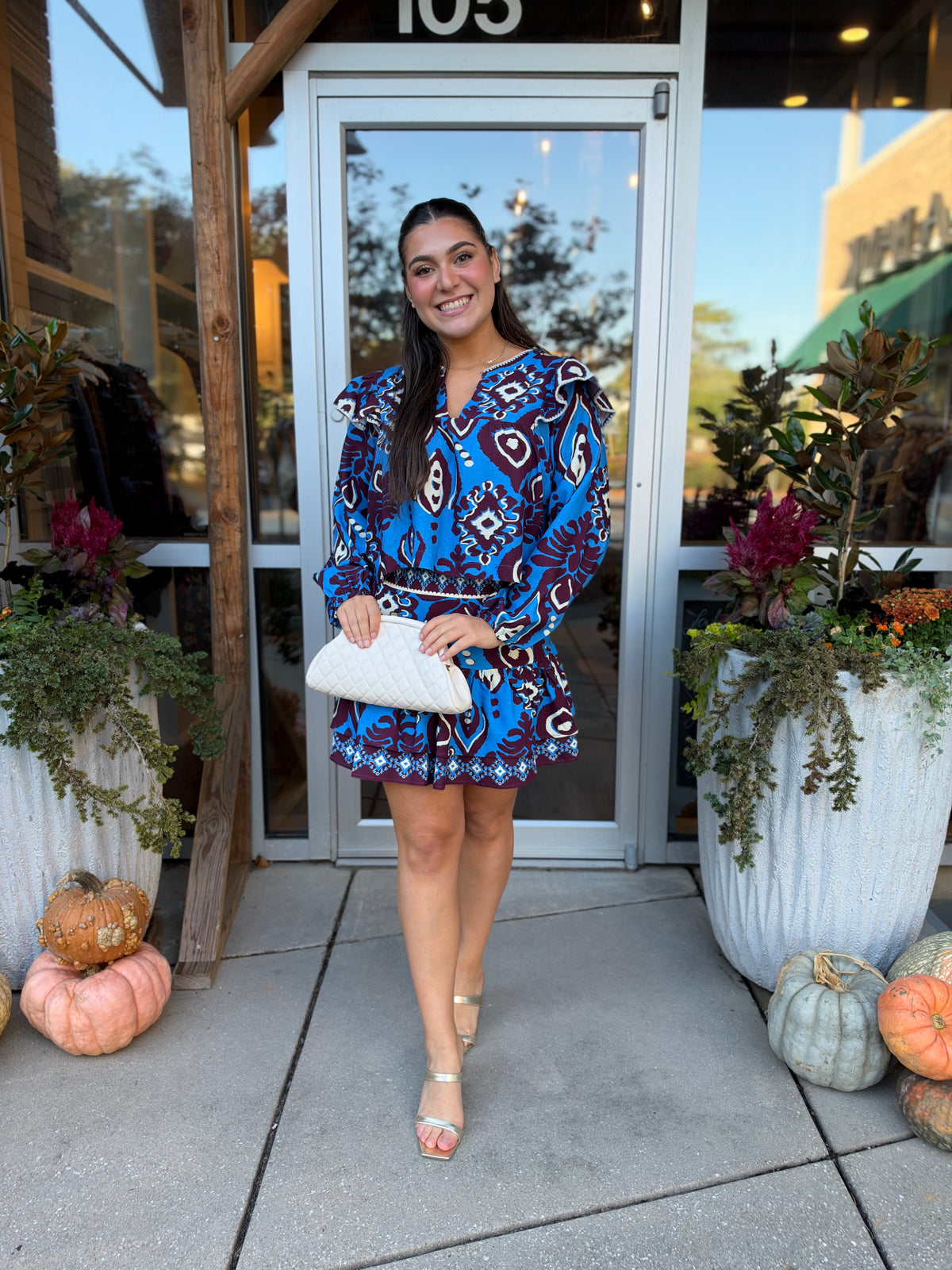 Winter Ocean blouse and matching skirt, alternate view