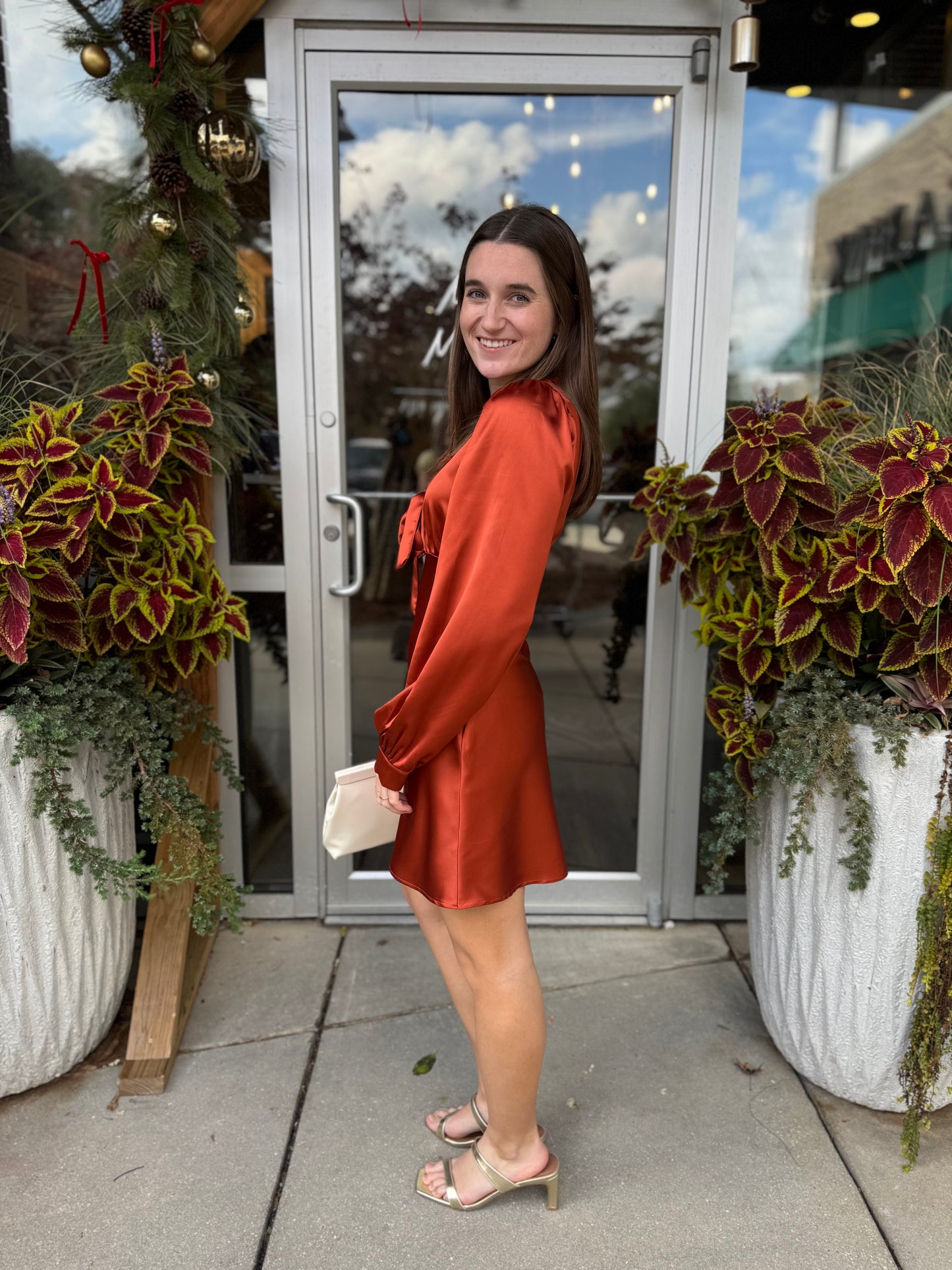 Long Sleeve Satin Mini Dress