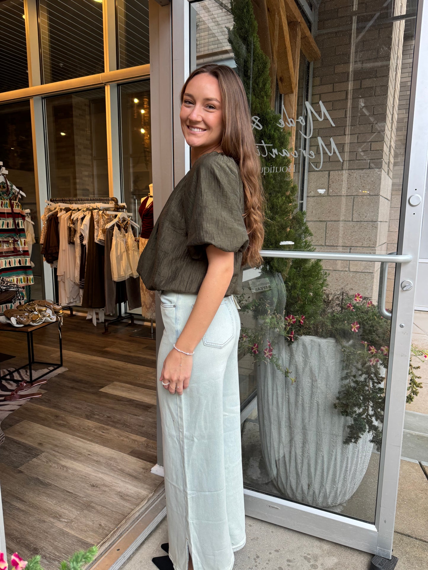 Olive Bubble Top