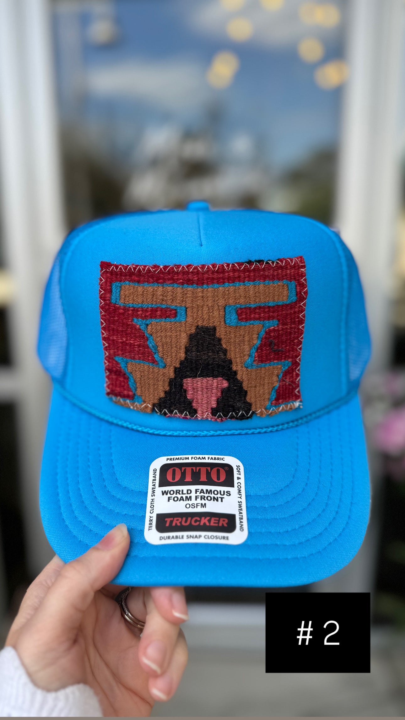 Electric Blue Orijinal Kilim Patch Trucker Hat