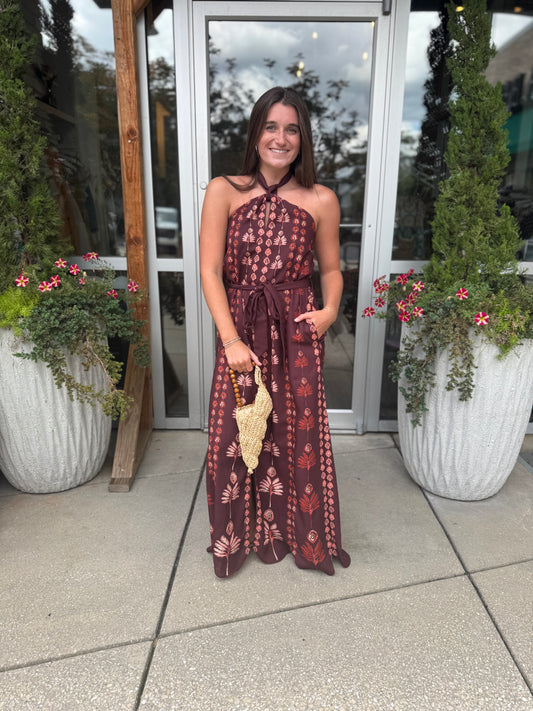Plum Palm Maxi Dress