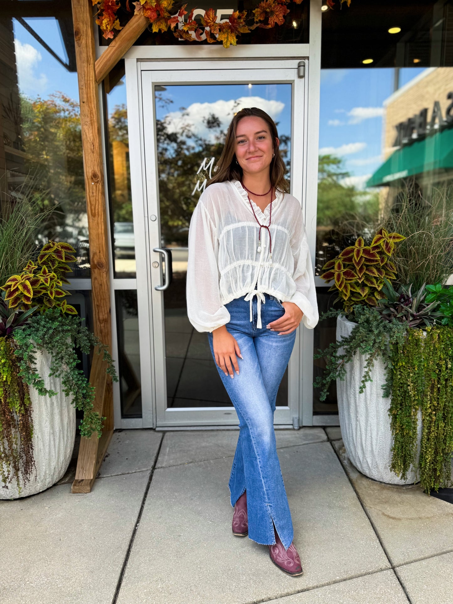 Long Sleeve Blouse With Ruffle Detail