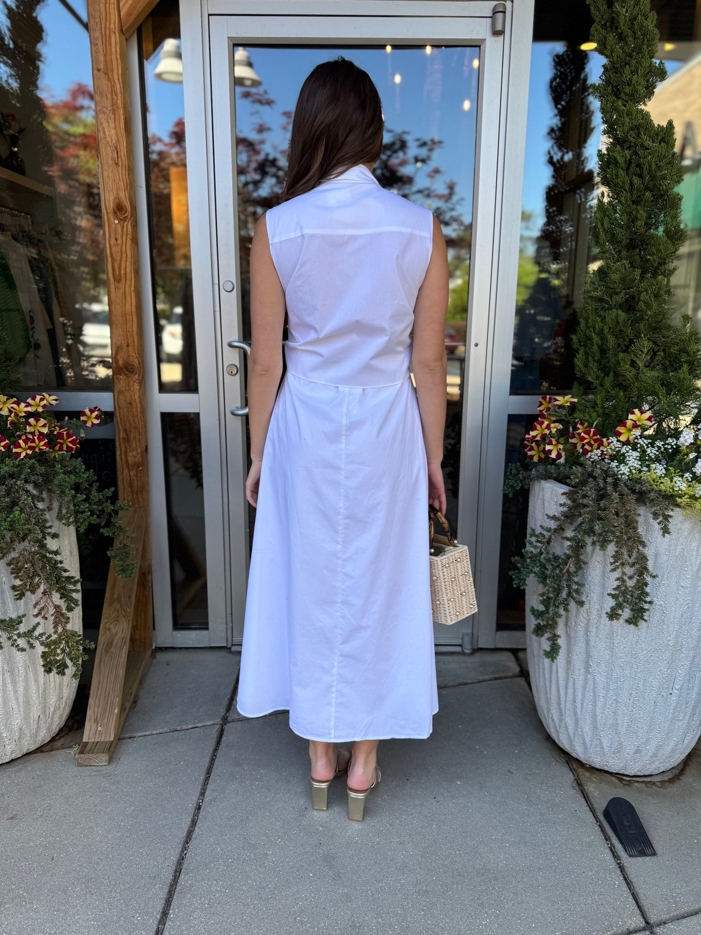 Poplin Tie Maxi Dress