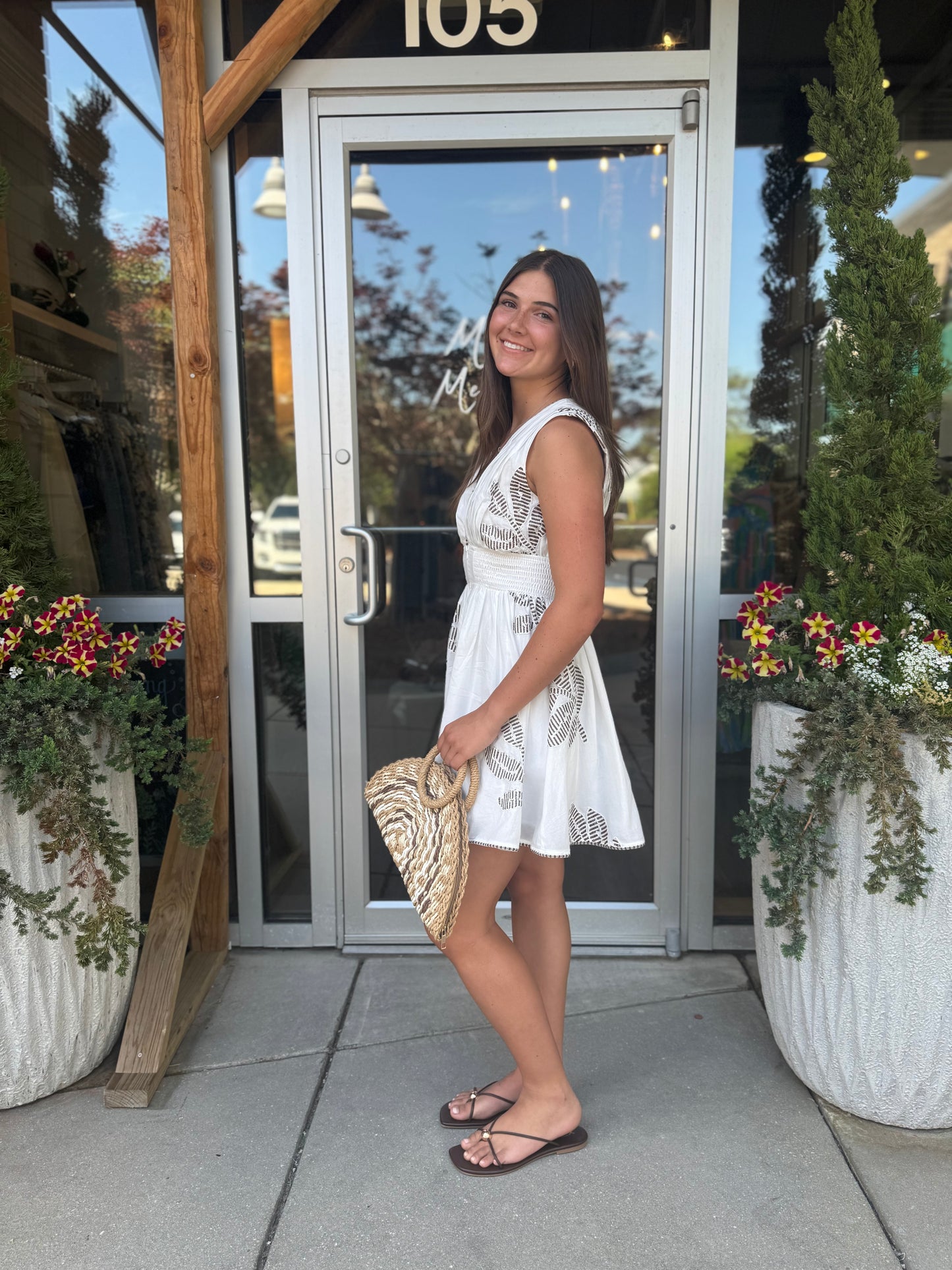 Embroidered Zipper Front Dress