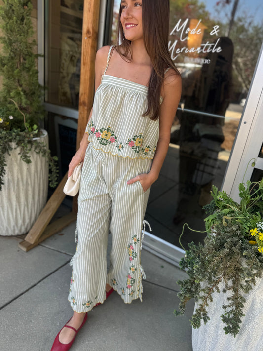 Floral Embroidery WIth Top