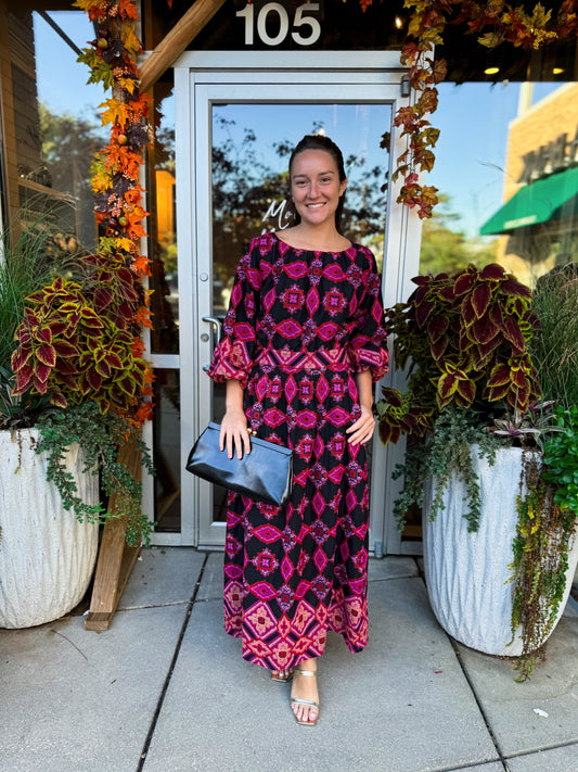 Magenta Woven Maxi Skirt