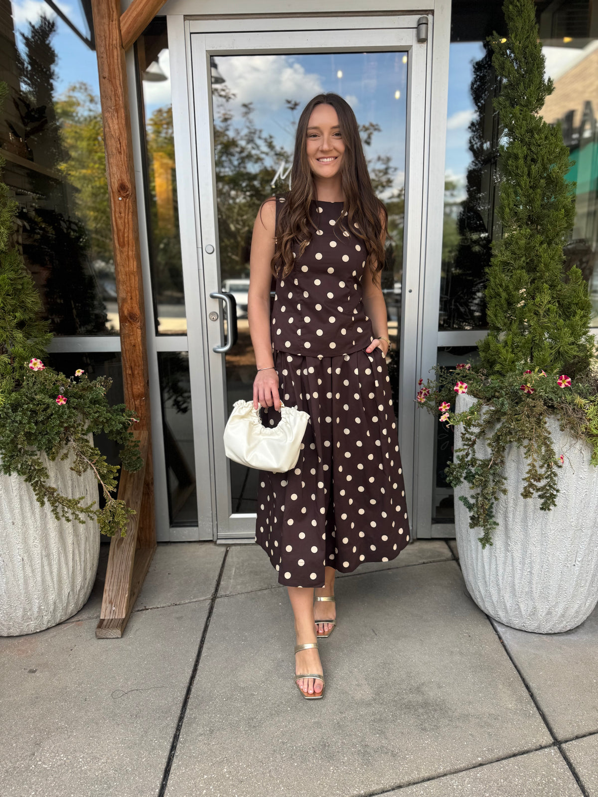 Polka Dot Pleated Skirt