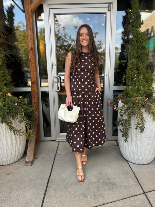 Polka Dot Pleated Skirt