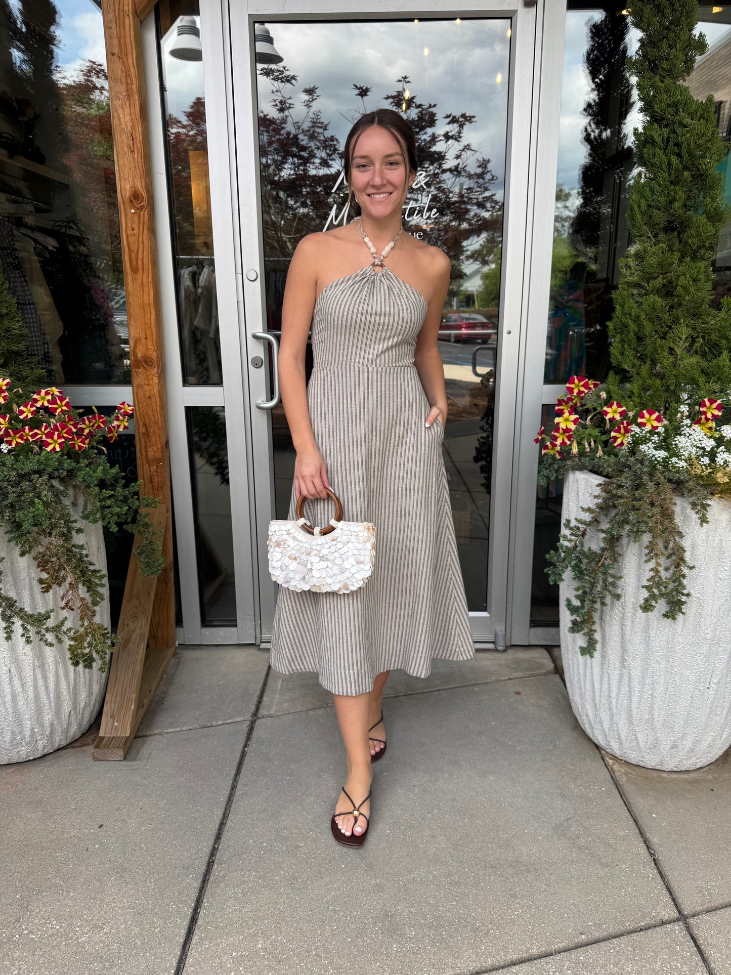 Linen Halter Midi Dress