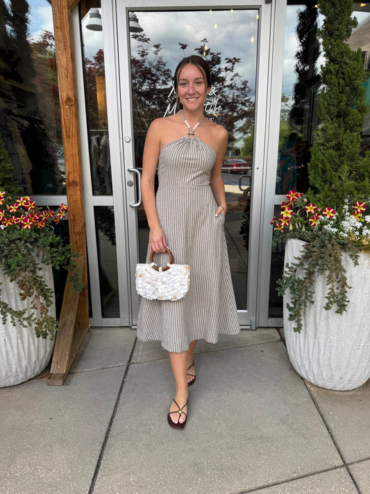 Linen Halter Midi Dress