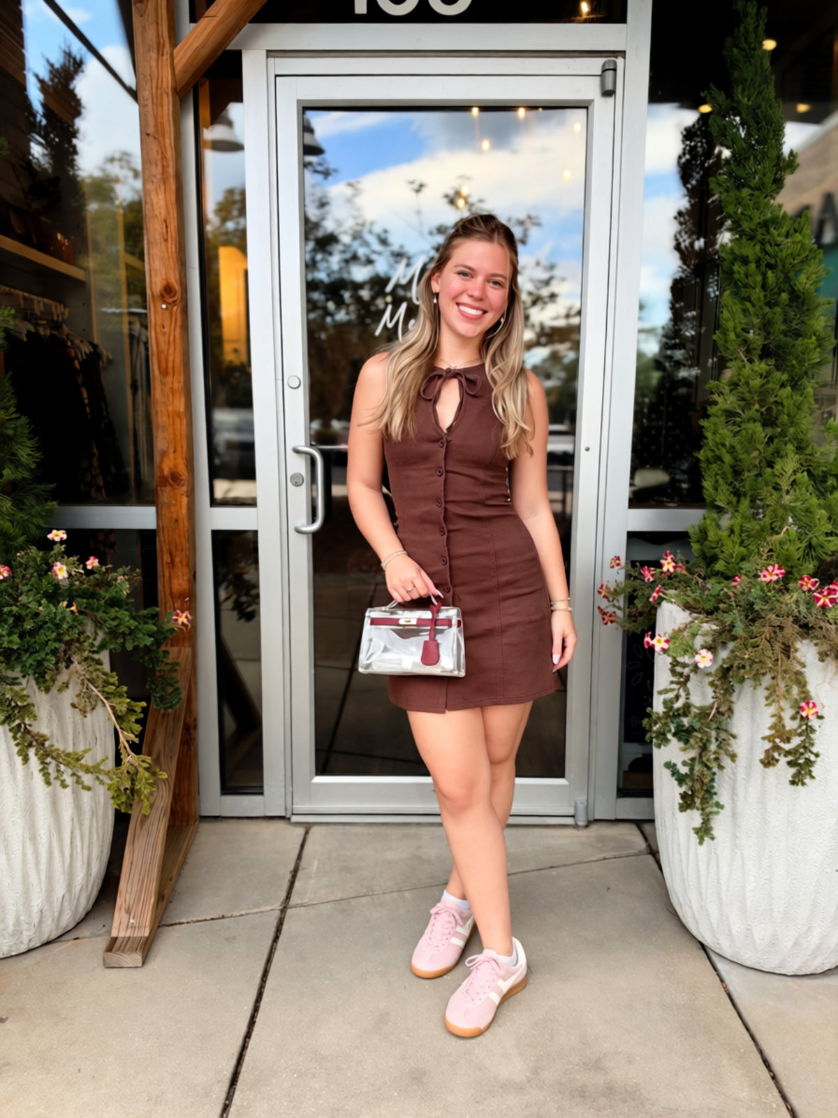 Bow Detail Button Down Dress