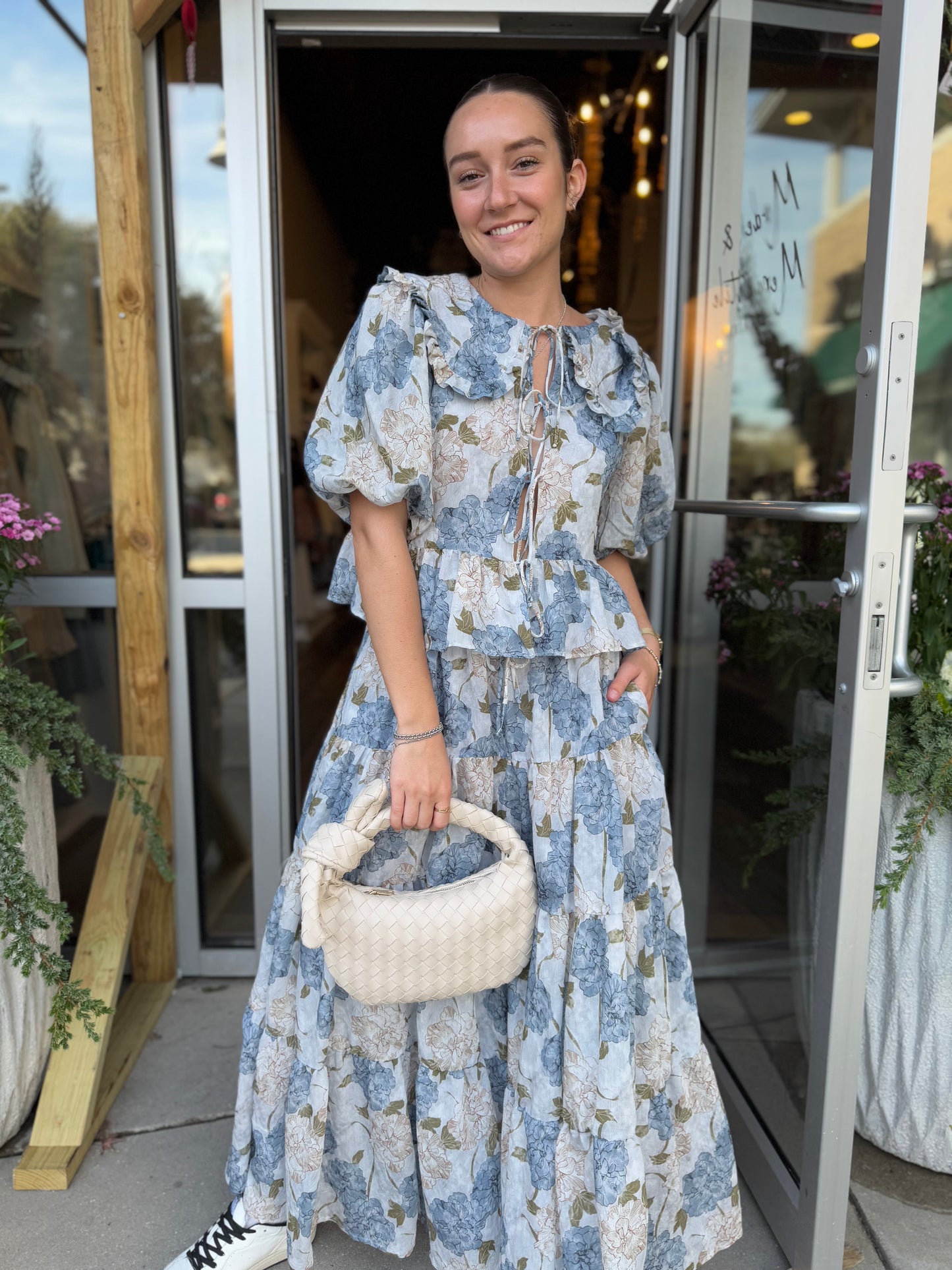 Blue Peony Maxi Skirt