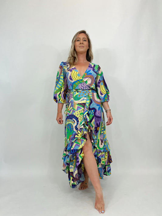 Bella Donna Ruffle Detail Wrap Dress