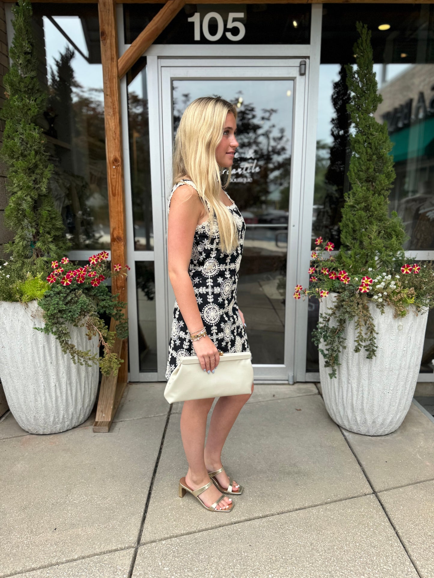 Black Crochet Shift Dress