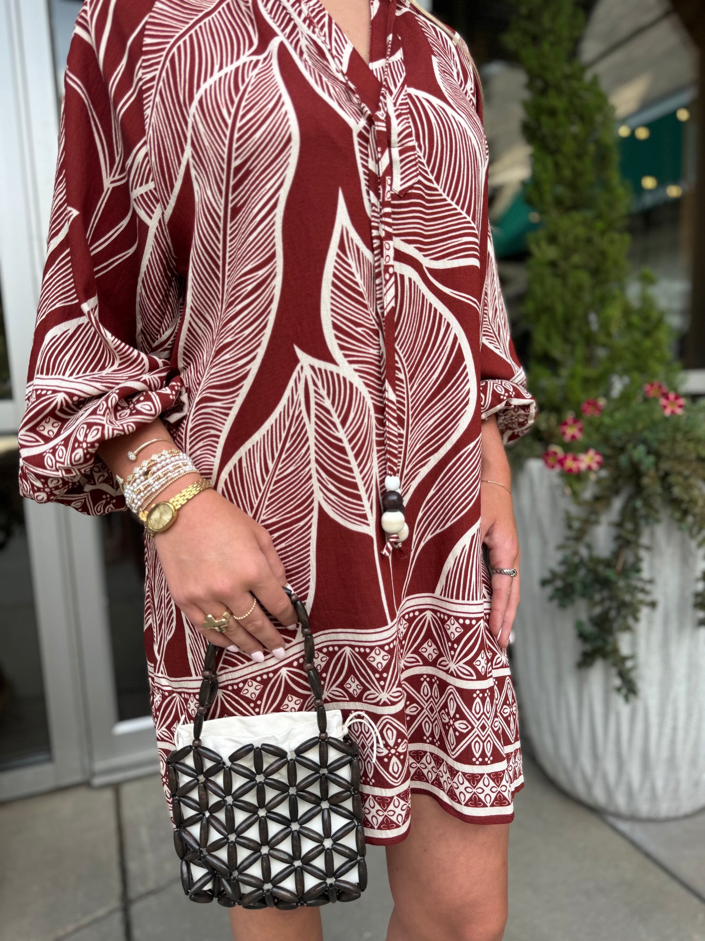 Rustic Leaf Shirt Dress