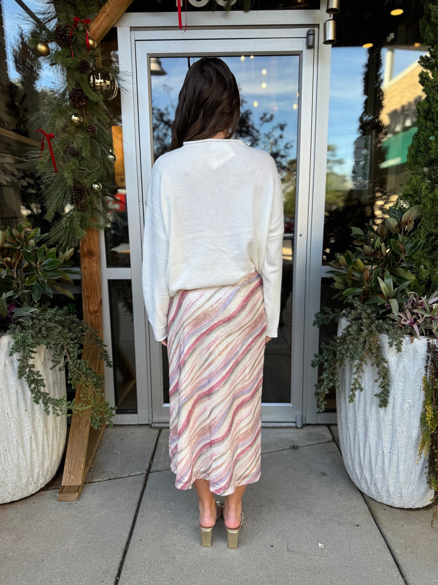 Mid Rise Sequin Skirt