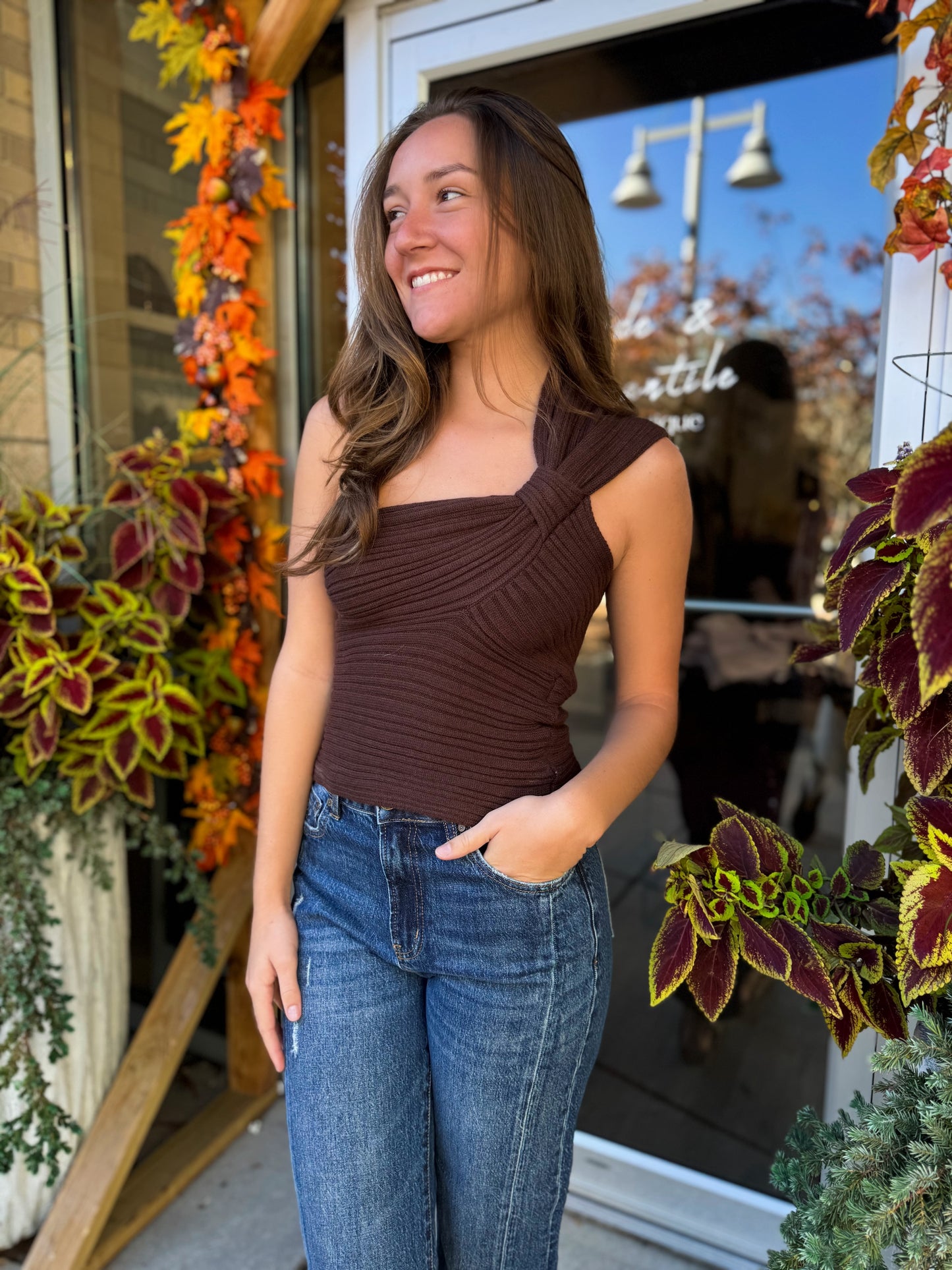 One Shoulder Knit Top