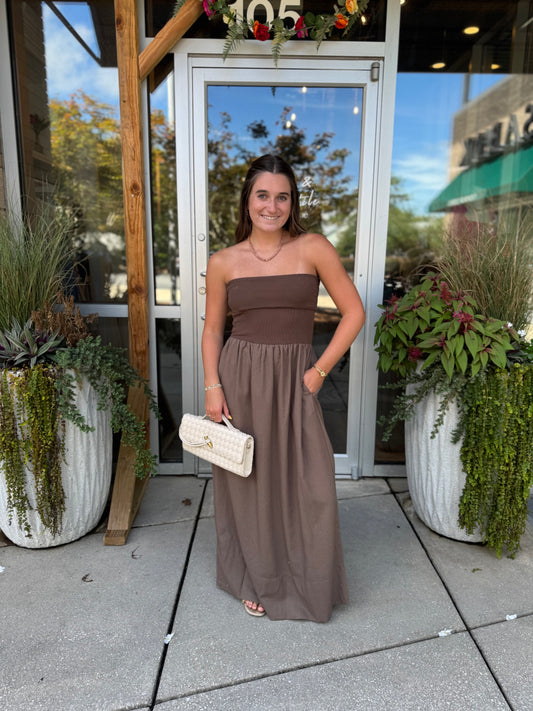 Linen Combo Tube Dress