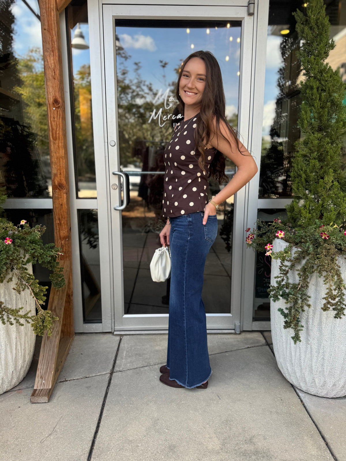 Polka Dot Zipper Blouse