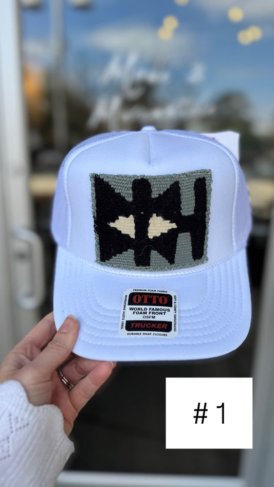 White Orijinal Kilim Patch Trucker Hat