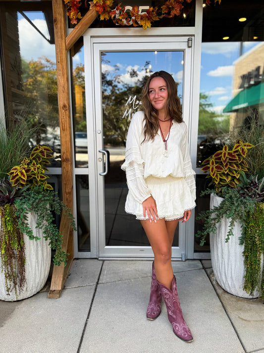 V Neck Smocked Romper