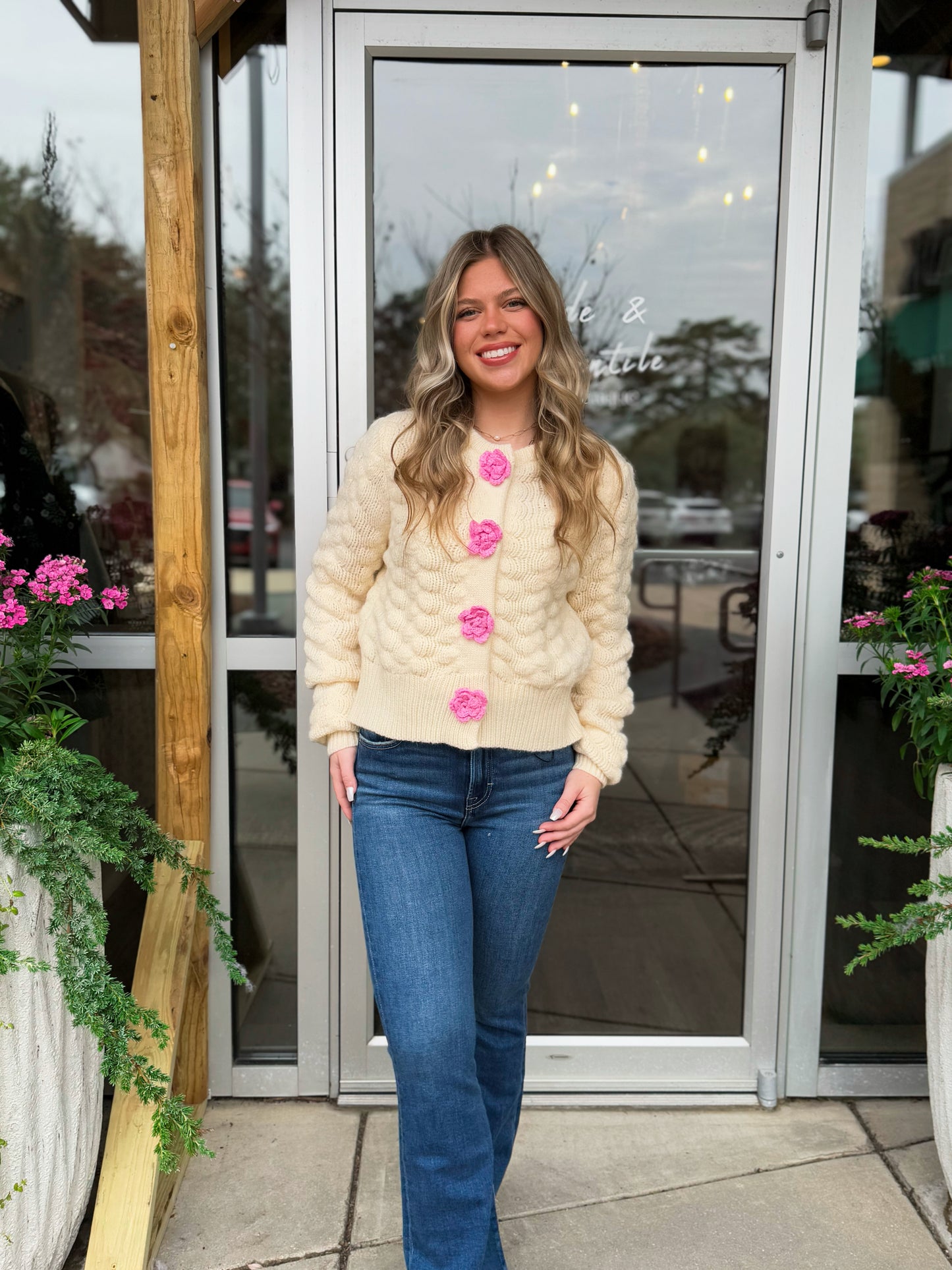 Flower Button Cardigan