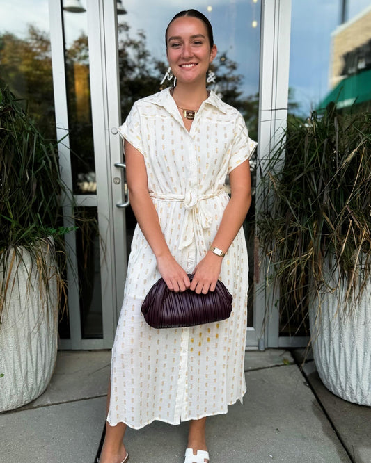 Ivory Gold Short Sleeve Maxi