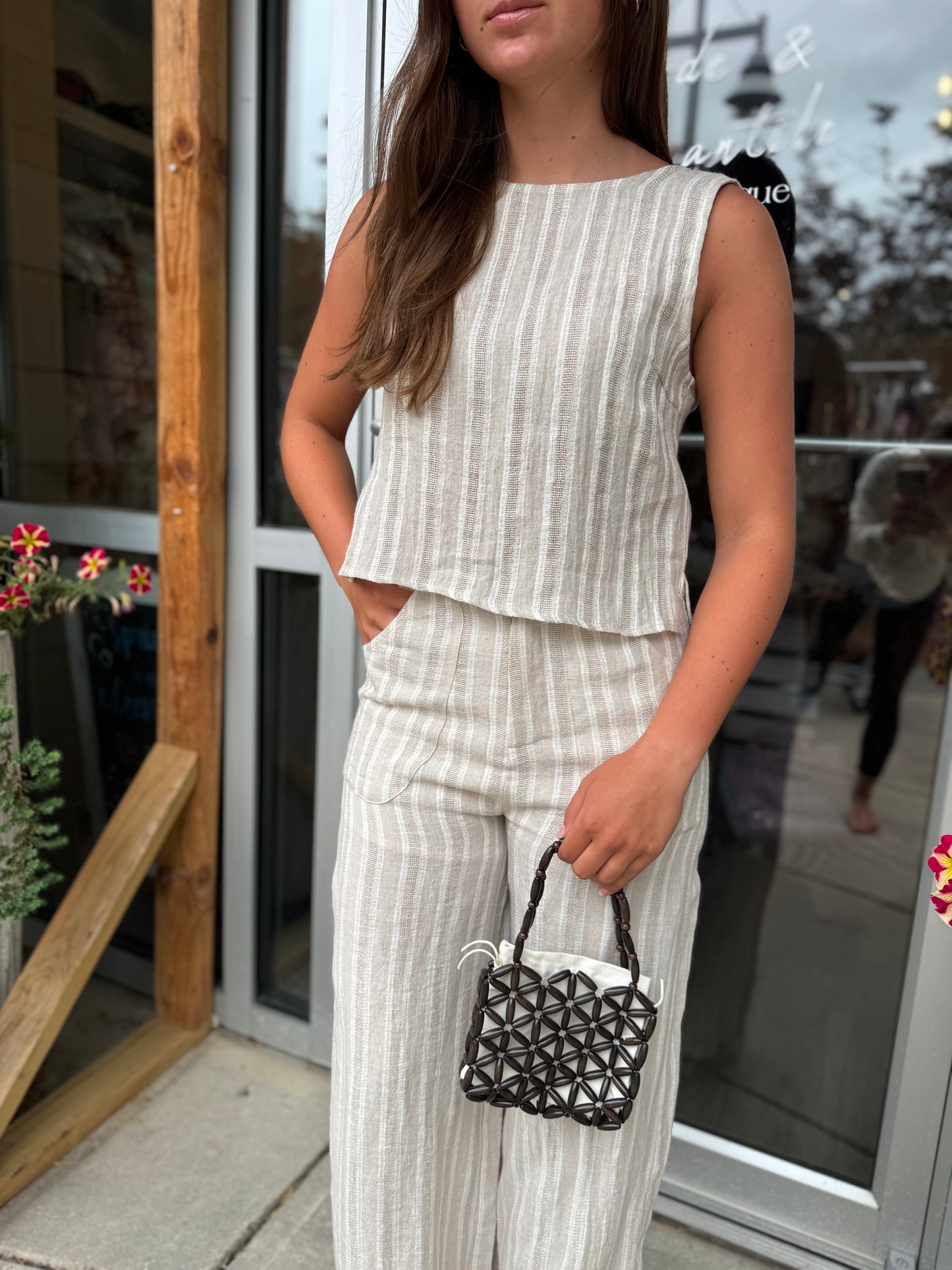 Linen Tie Back Top
