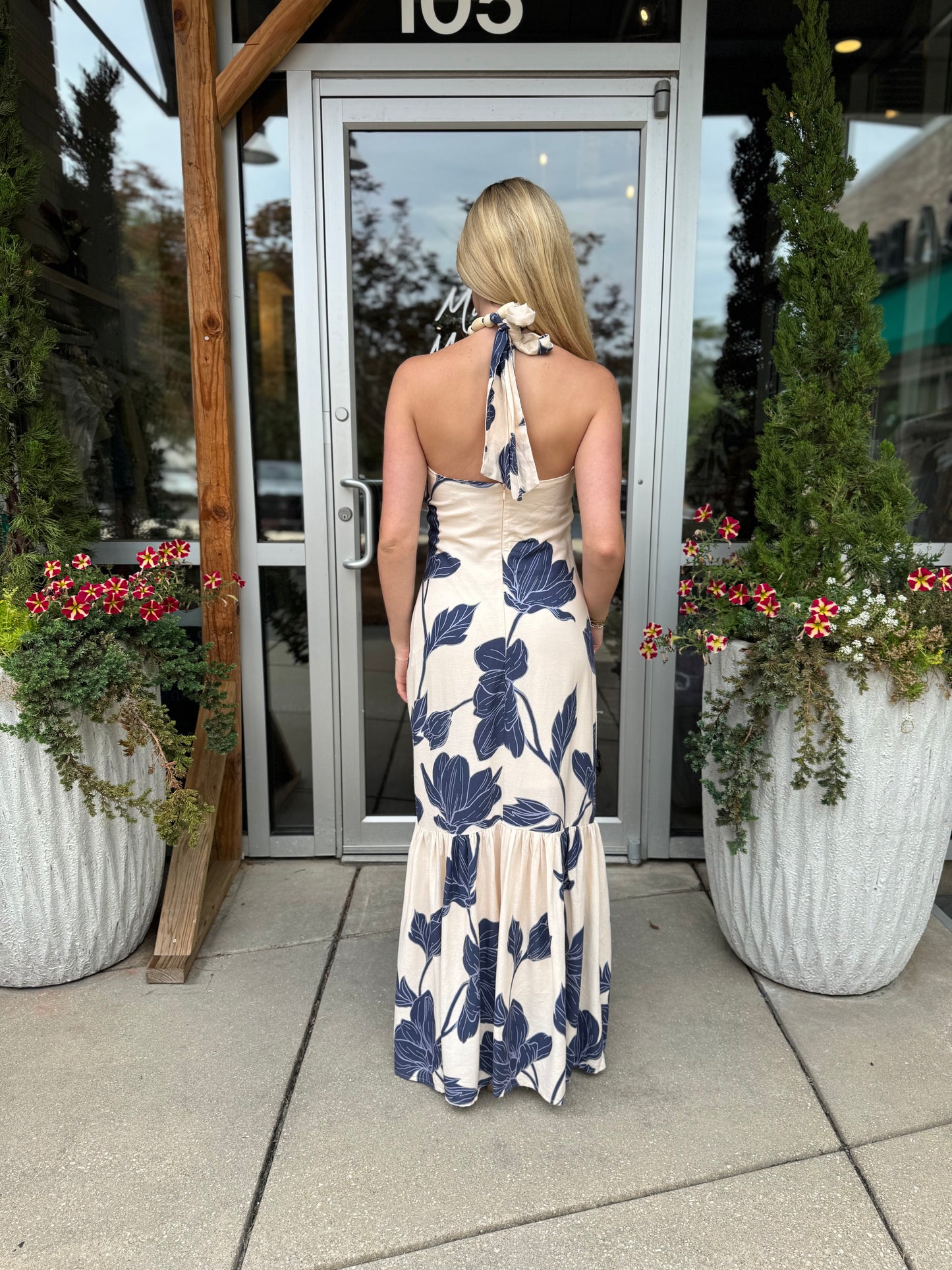 Beaded Neck Halter Dress