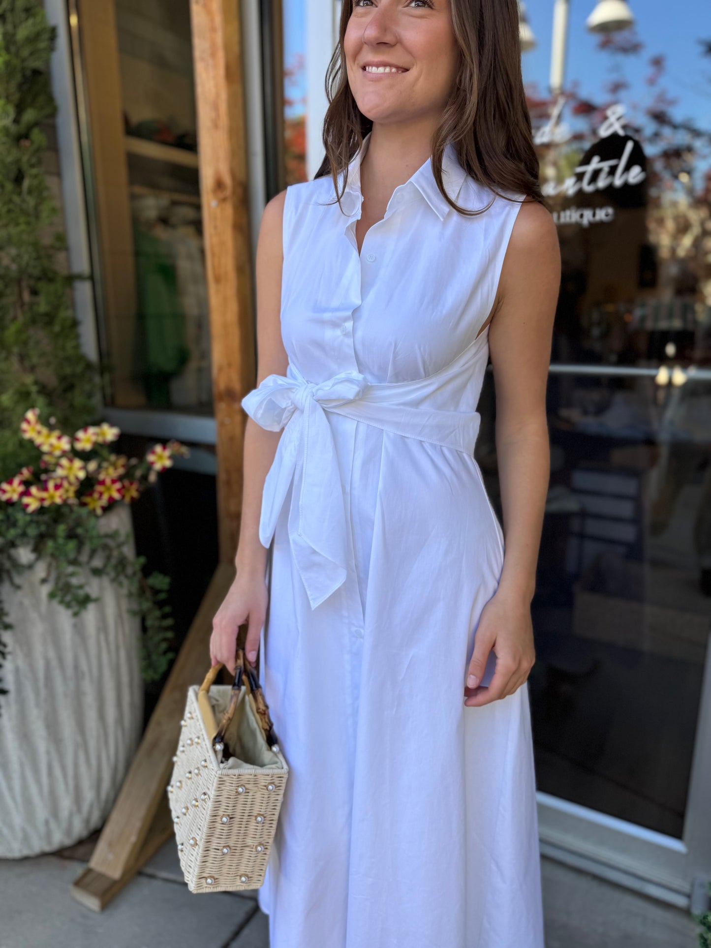 Poplin Tie Maxi Dress
