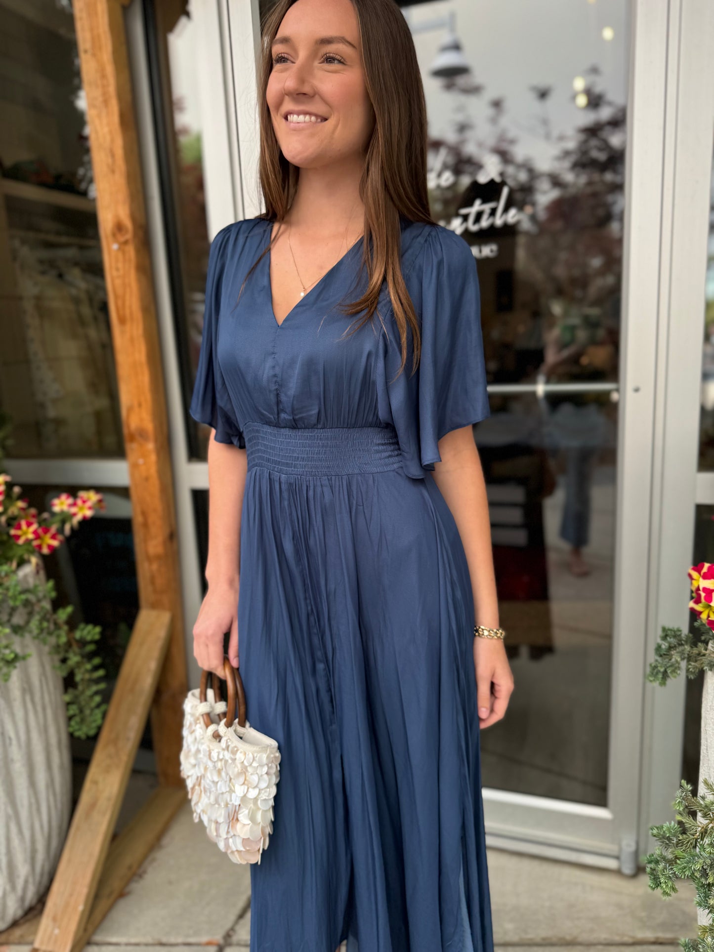 Blue Flutter Maxi Dress