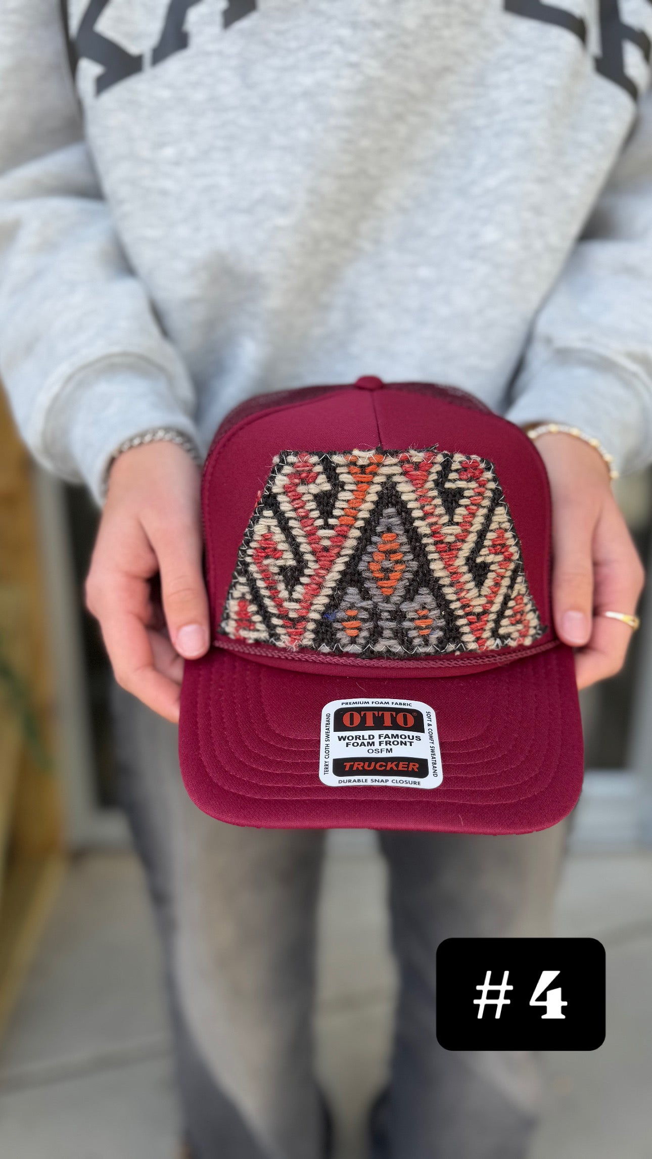 Burgundy Orijinal Kilim Patch Trucker Hat