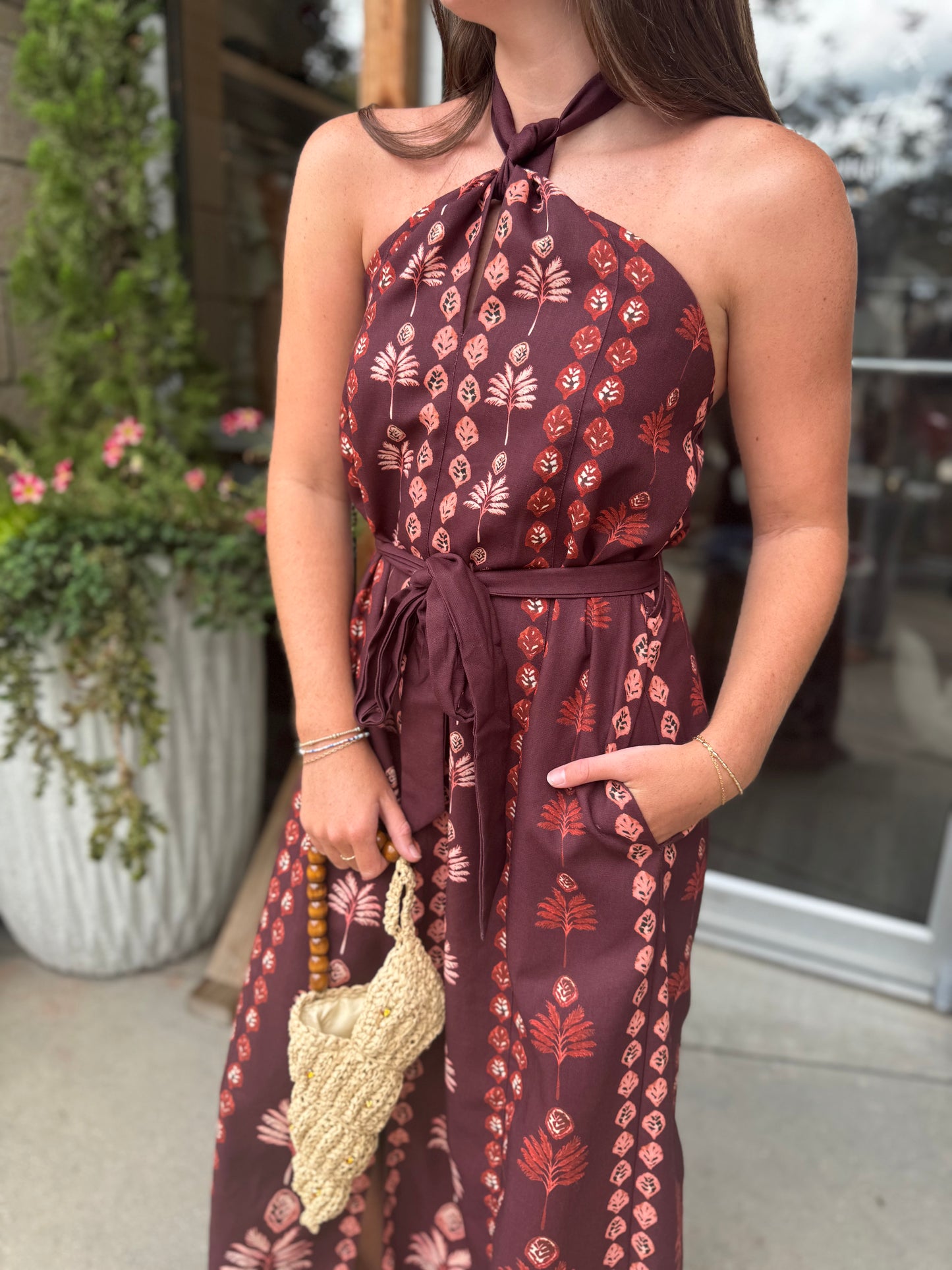 Plum Palm Maxi Dress