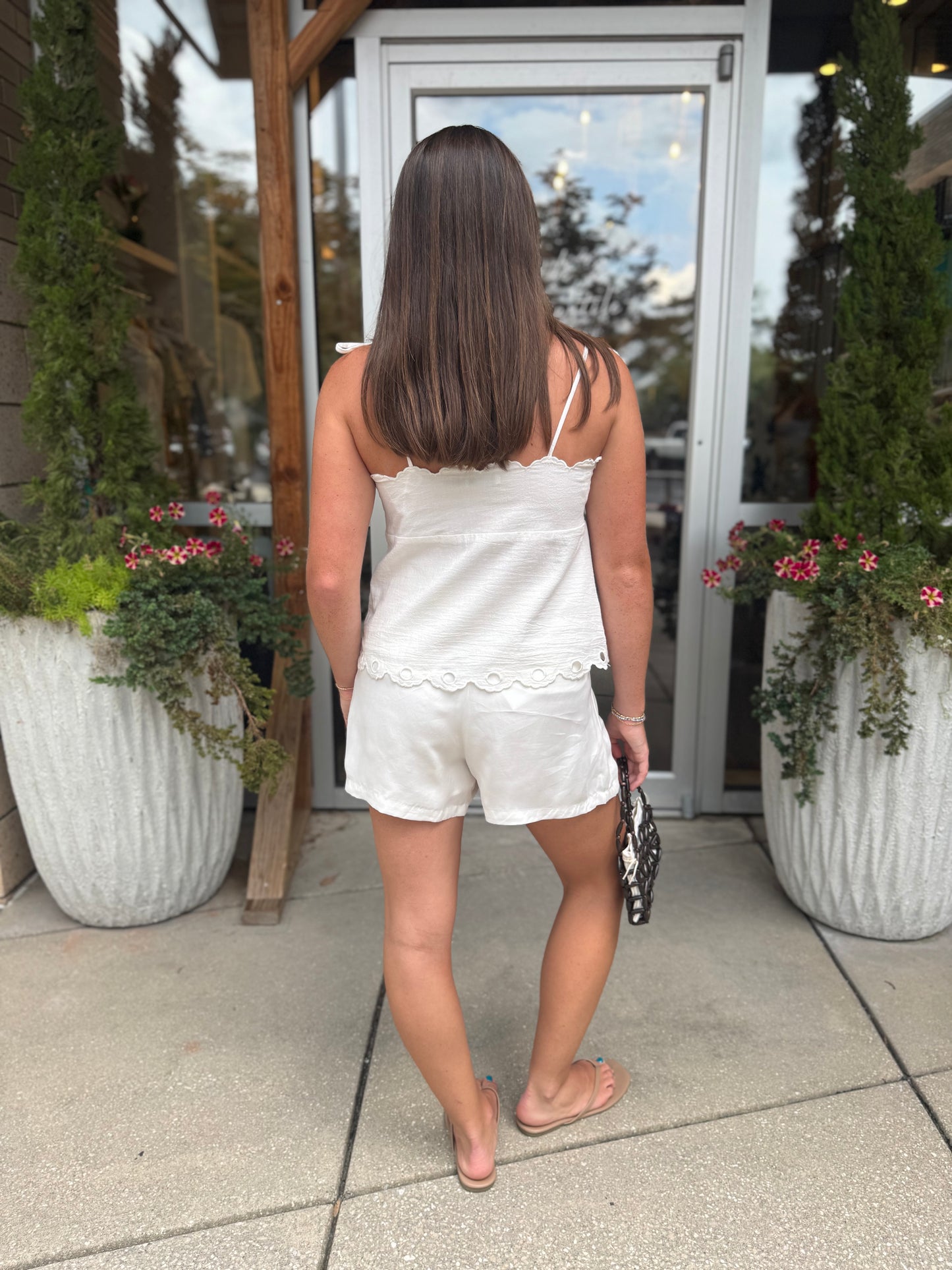Scallop Top With Pearl Detail