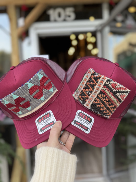 Burgundy Orijinal Kilim Patch Trucker Hat