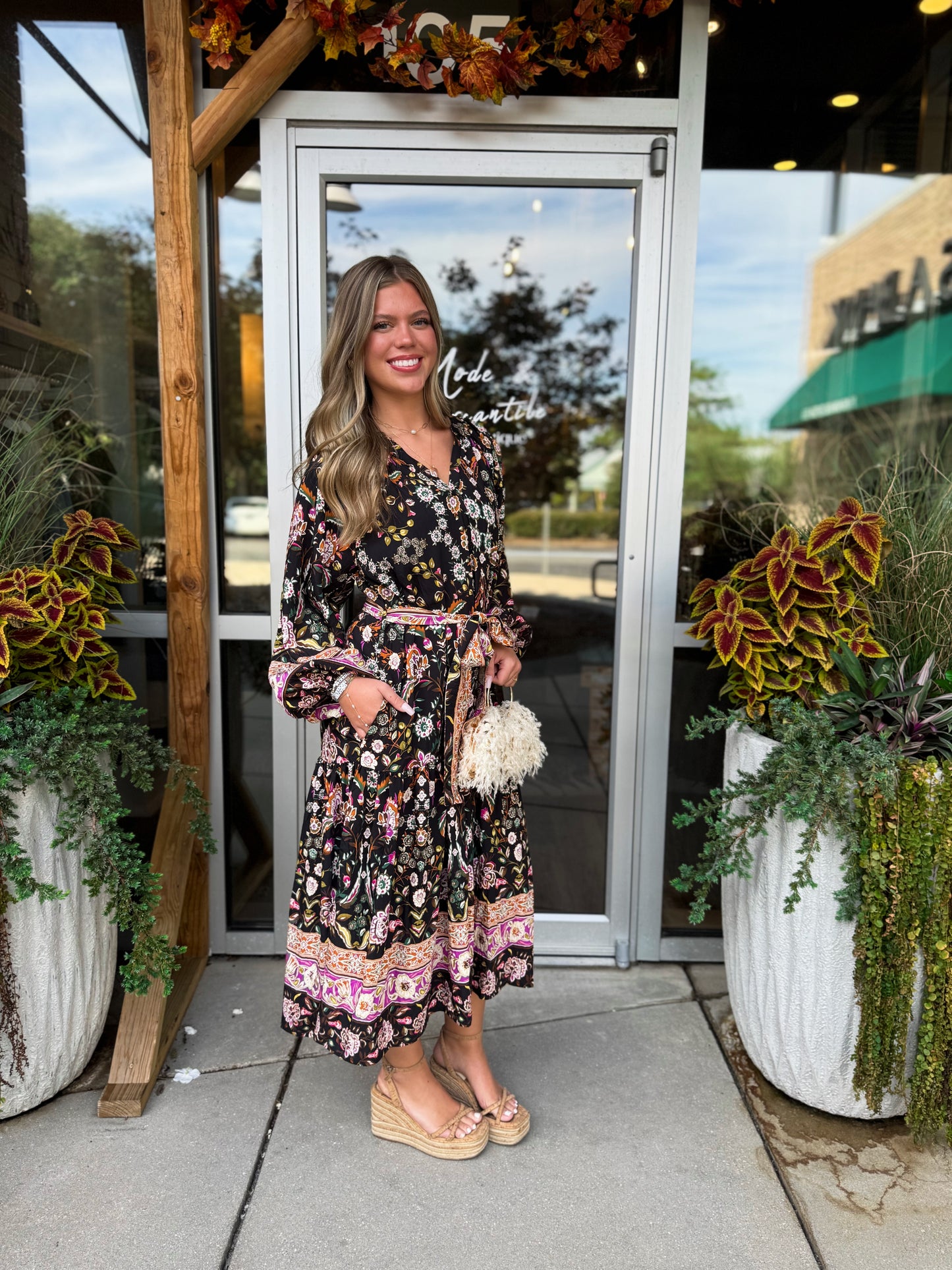 Autumn Floral Midi Dress