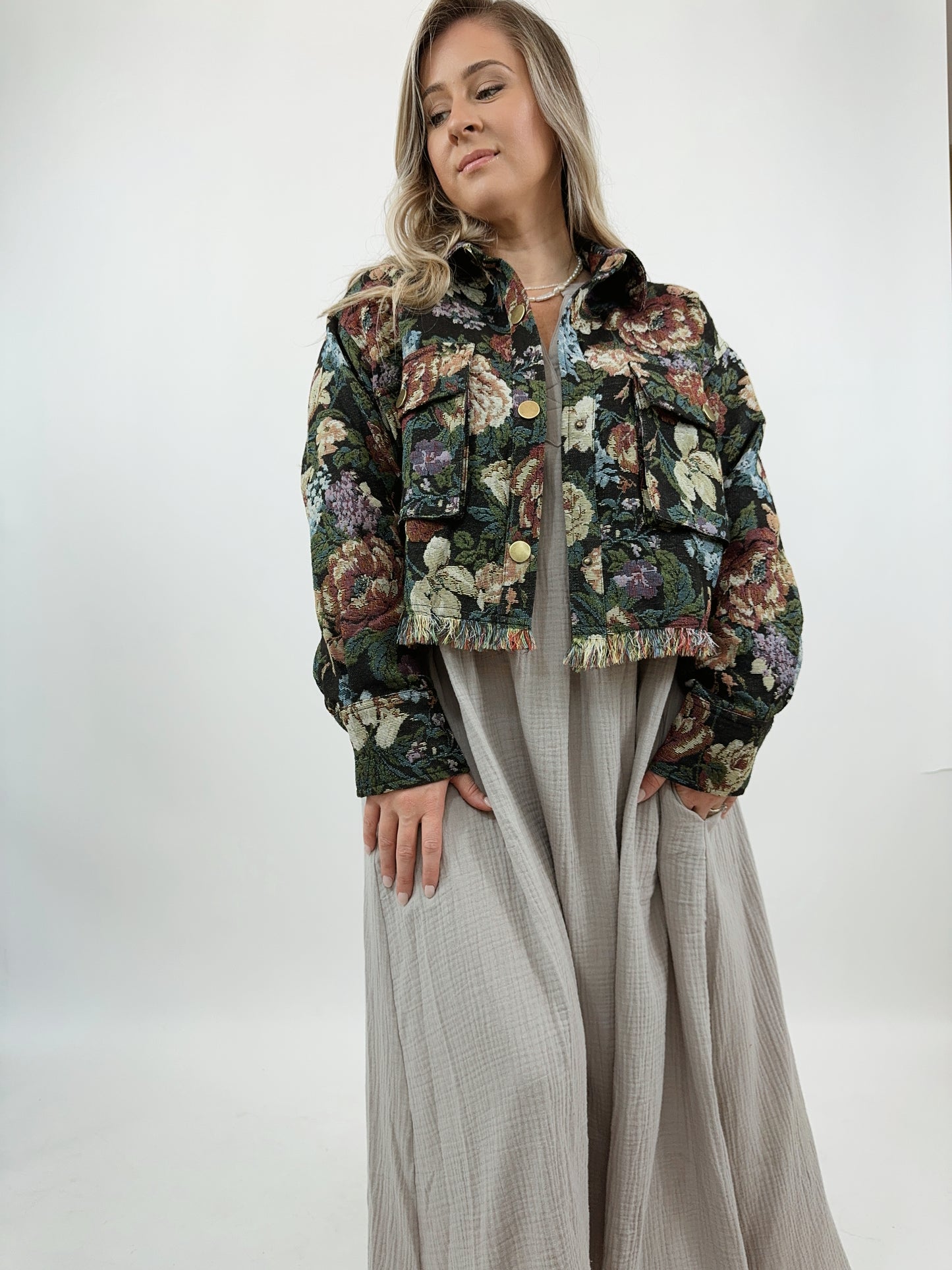 Cropped Brocade Jacket