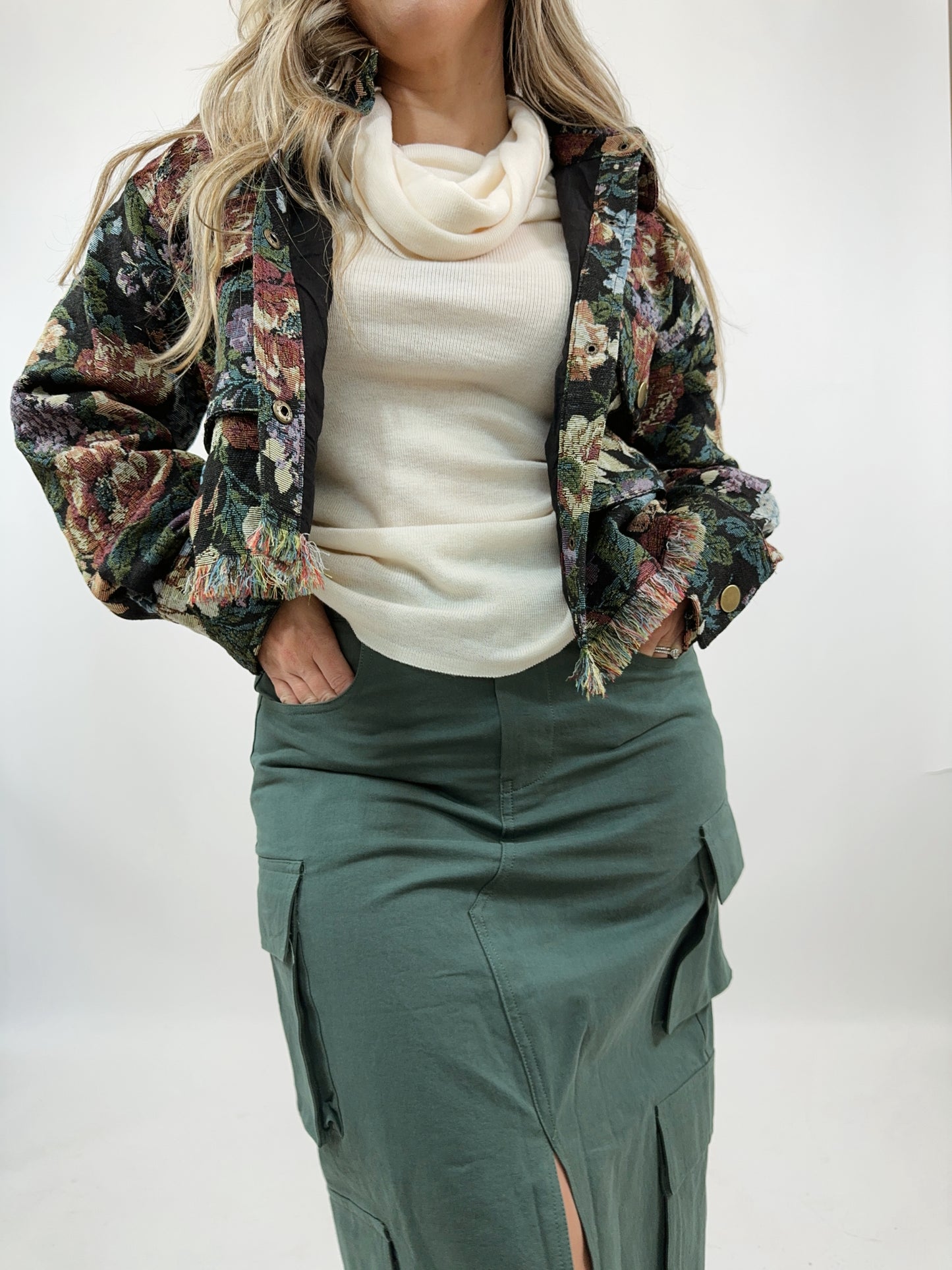 Cropped Brocade Jacket