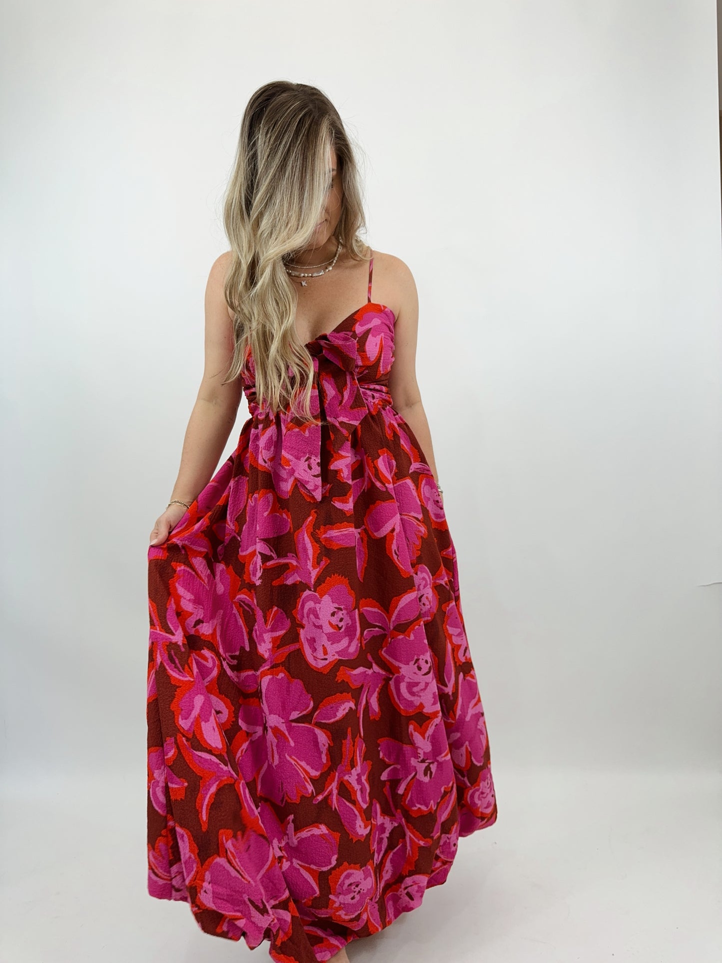 Sweetheart Bow Maxi Dress