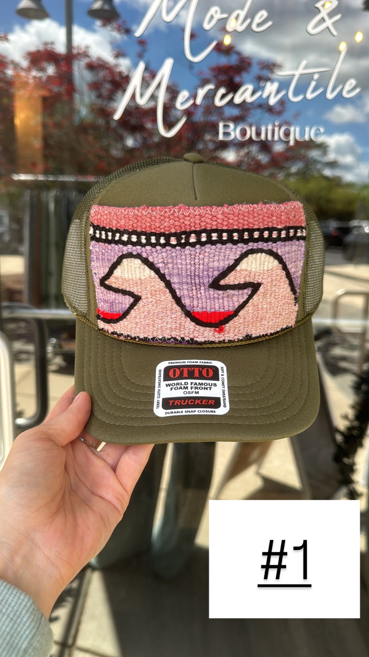 Olive Green Orijinal Kilim Patch Trucker