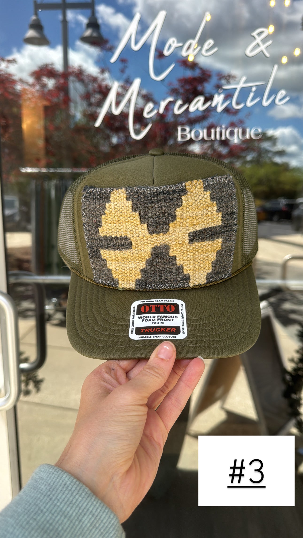 Olive Green Orijinal Kilim Patch Trucker