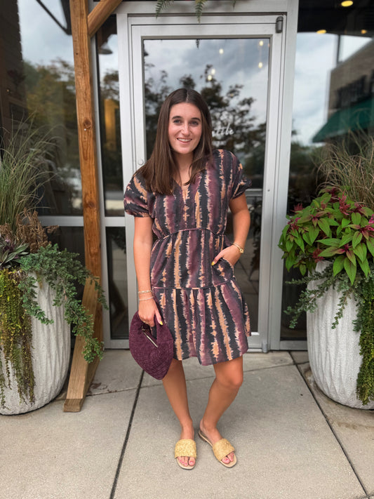 Tie Dye V Neck Dress
